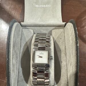 Movado Silver Women's Watch with Square Face